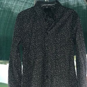 H&M Black White Dot Button Up Down Shirt Top
